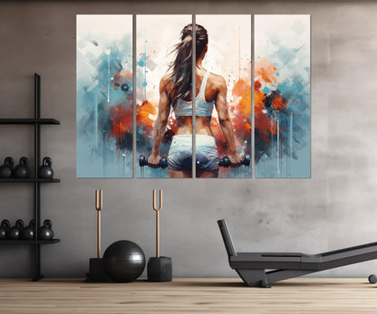 Women Workout Canvas Print - Framed Fitness Painting | Gym Wall Decor, Motivational Workout Print