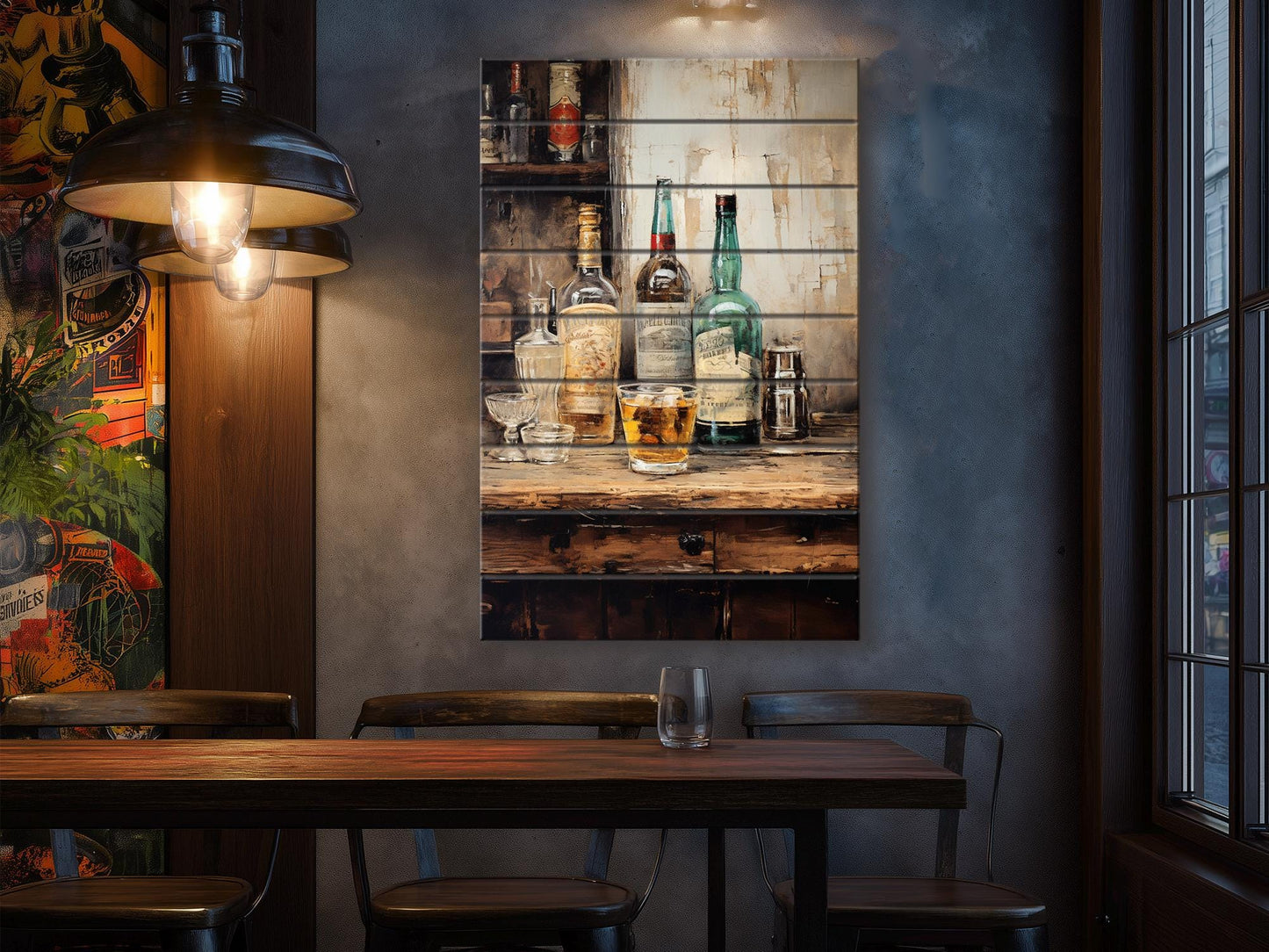 Rustic Bar Print on Natural Wood – Bar Wall Art