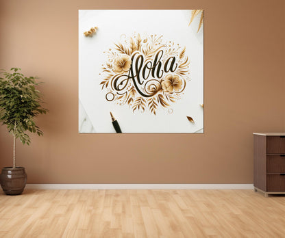 Aloha Wall Art, Aloha Sign Canvas Print, Coastal Wall Art, Framed and Ready to Hang