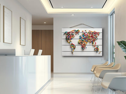 Wood Wall Art - Abstract World Map | Pharmacy Wall Decor & Pharmacist Gift Idea
