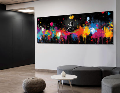 Abstract Hearts Canvas Print – Banksy Style Graffiti Wall Art | Framed & Ready to Hang