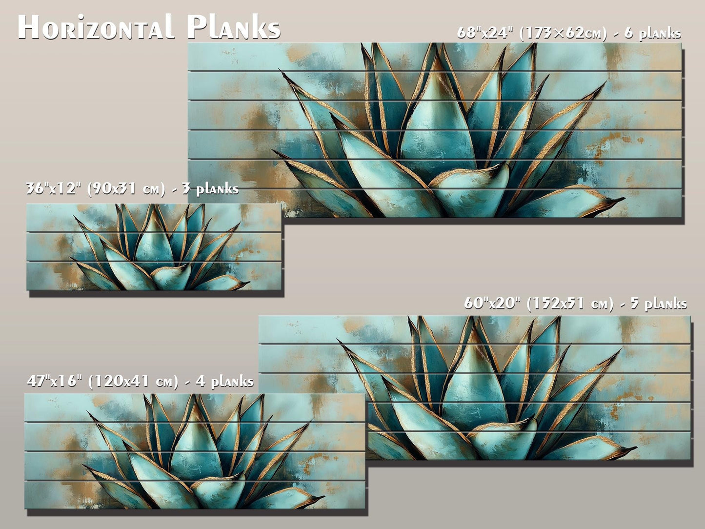 Agave Cactus Wall Art – Abstract Agave Print on Natural Wood | Rustic Boho Decor