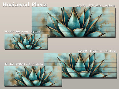 Agave Cactus Wall Art – Abstract Agave Print on Natural Wood | Rustic Boho Decor
