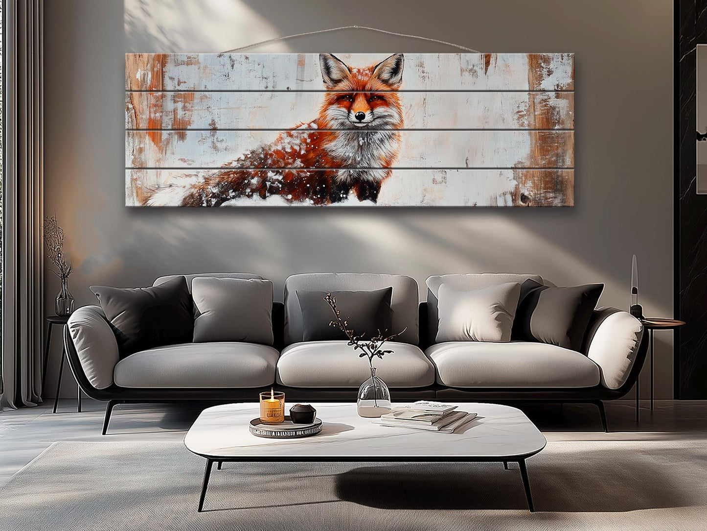 Wood Wall Art - Rustic Red Fox Print on Natural Wood | Forest Animal Decor