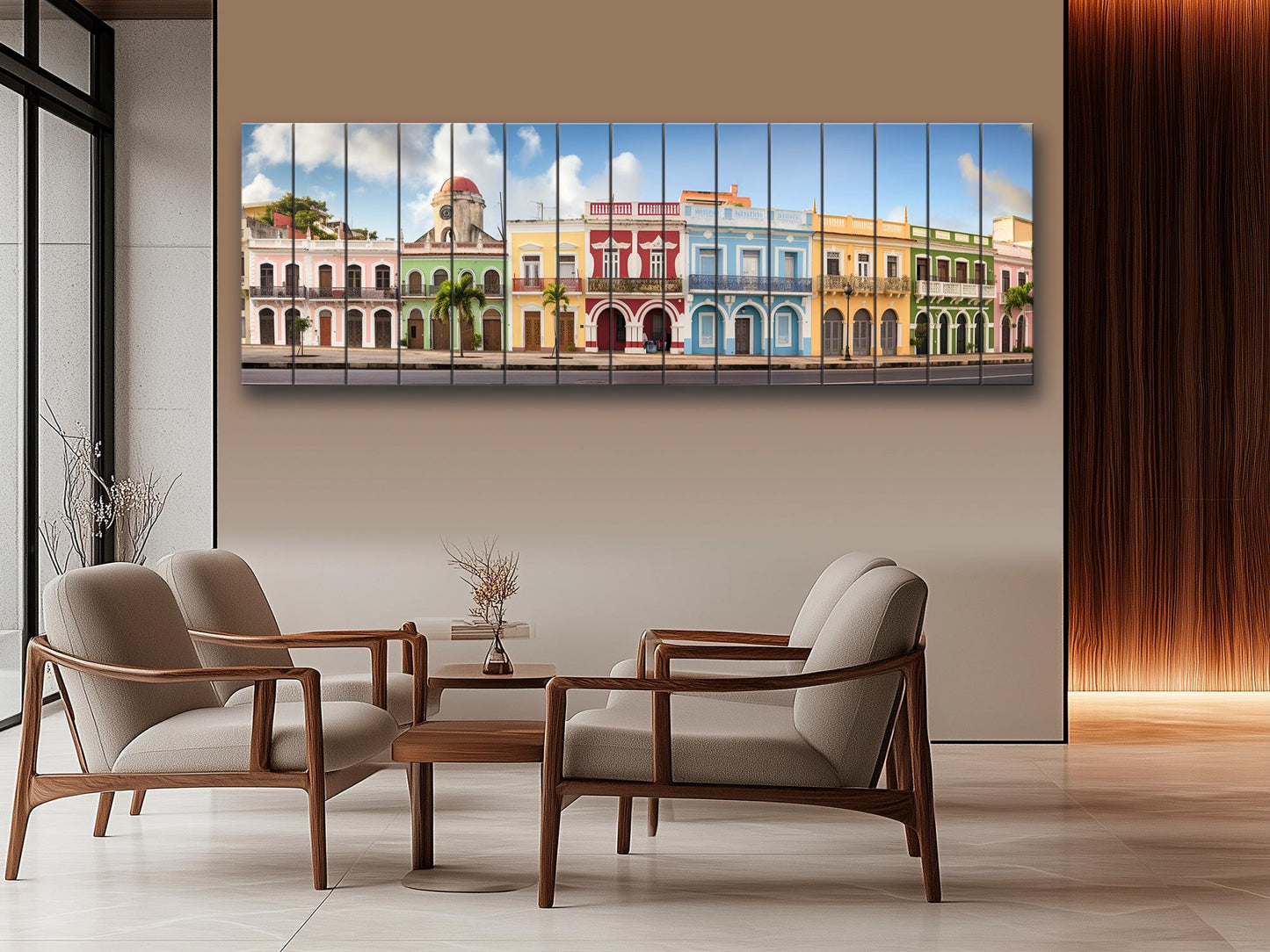 Puerto Rico Wood Wall Art – Rustic San Juan Wall Decor with Abstract Wood Plank Design