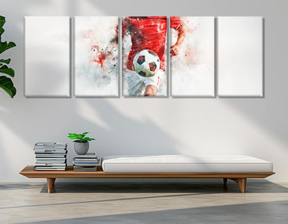 Abstract Soccer Canvas Print, Soccer Watercolor Painting, Framed and Ready to Hang