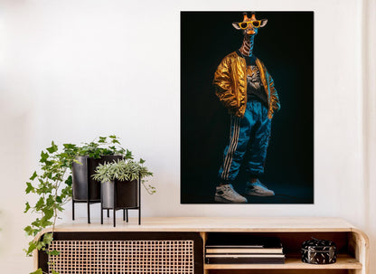 Giraffe Canvas Print – Cool Giraffe Poster in Sport Suit, Ready to Hang Wall Art