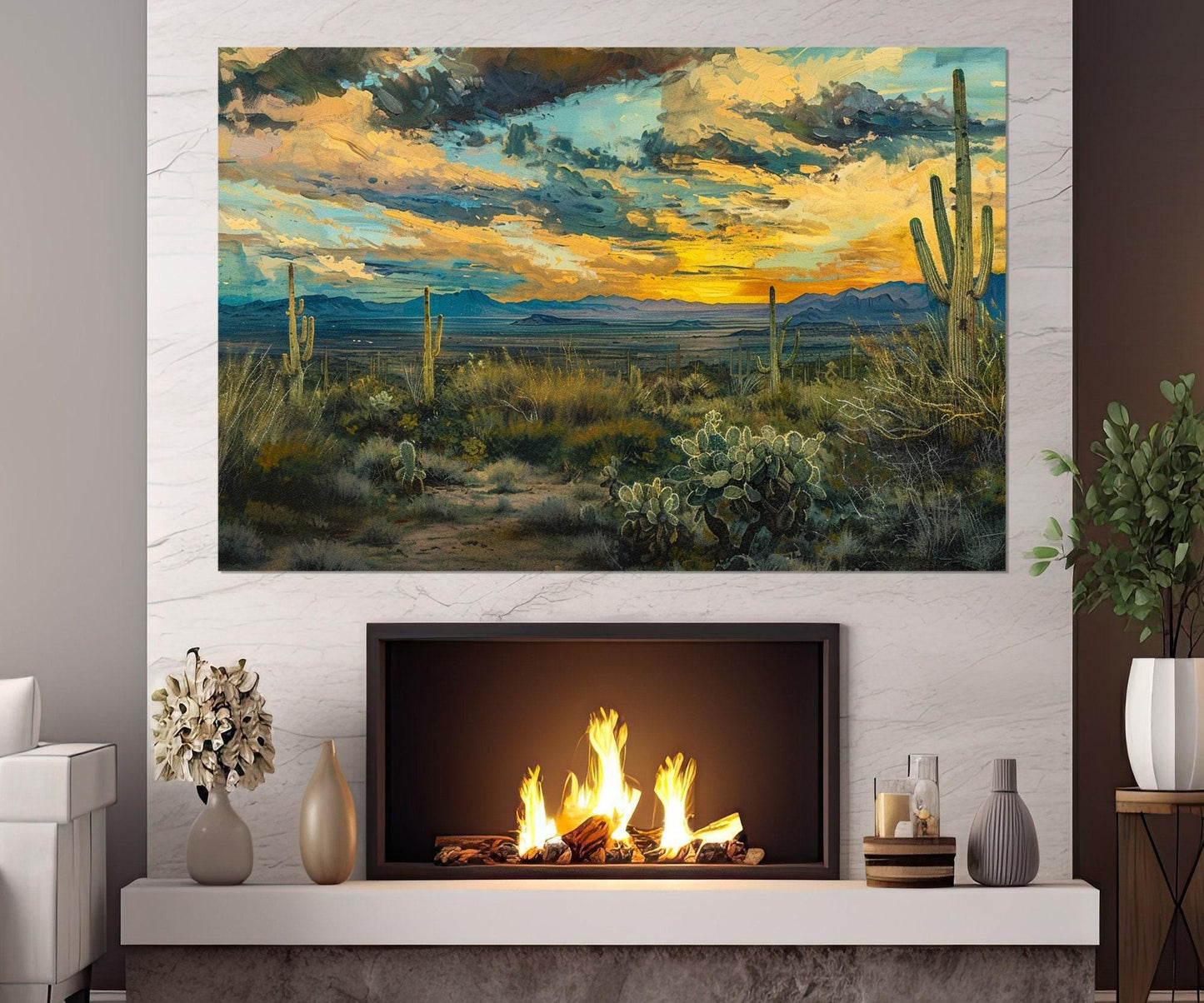 Sonoran Desert Canvas Print – Abstract Arizona Wall Art | Framed & Ready to Hang