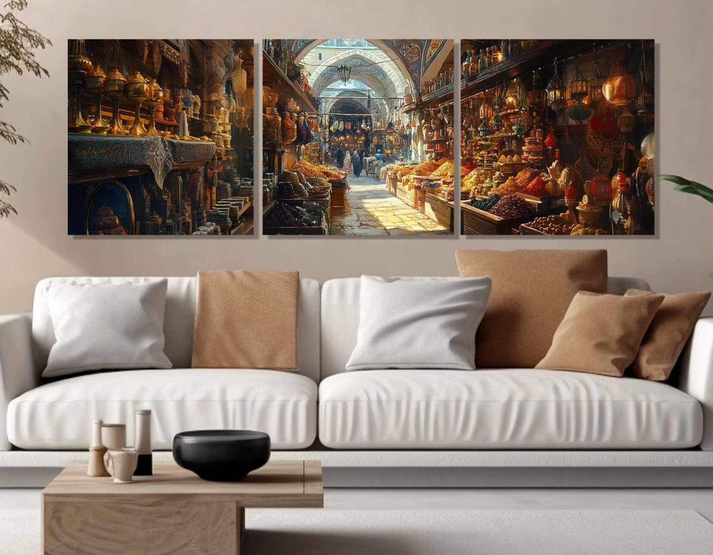 Grand Bazaar Istanbul Painting – Framed Canvas Print | Oriental Wall Art, Vibrant Market Scene