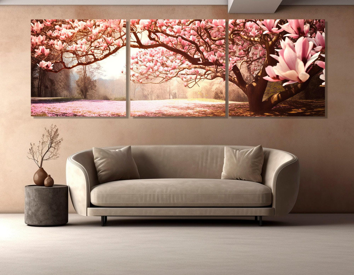 Magnolia Tree Blossom Canvas Print, Magnolia Painting, Large Floral Wall Art, Modern Bedroom Wall Decor, Framed and Ready to Hang