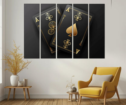 Poker Wall Art - Pocket Aces Print | Abstract Poker Canvas Decor, Ready to Hang