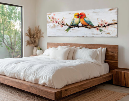 Lovebirds Canvas Print – Romantic Wall Art | Framed & Ready to Hang Bedroom Decor
