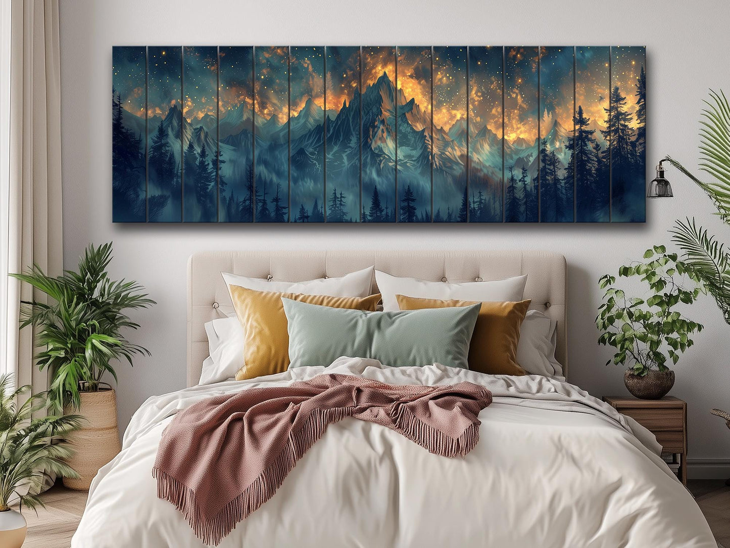 Majestic Mountains Printed On Natural Wood - Luxury Wall Art
