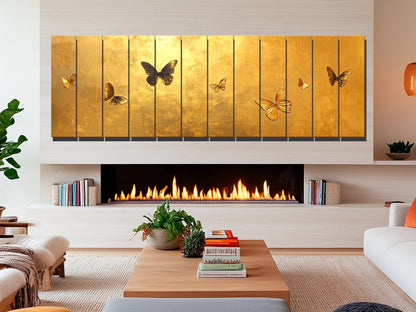 Gold Butterfly Wall Art - Printed Wood Panel | Luxury Wood Wall Decor