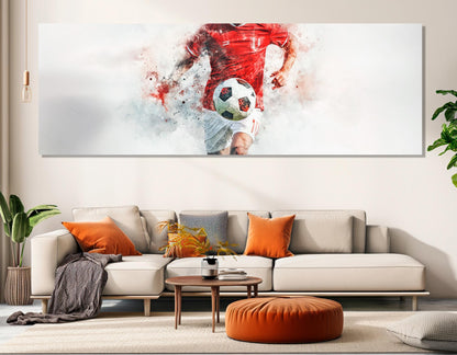 Abstract Soccer Canvas Print, Soccer Watercolor Painting, Framed and Ready to Hang