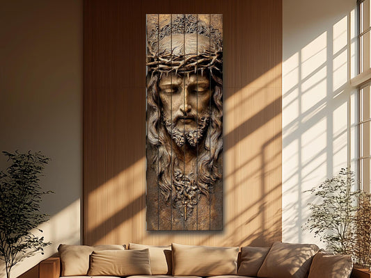 Jesus Christ Wood Print – Michelangelo Inspired Religious Wall Art on Wood