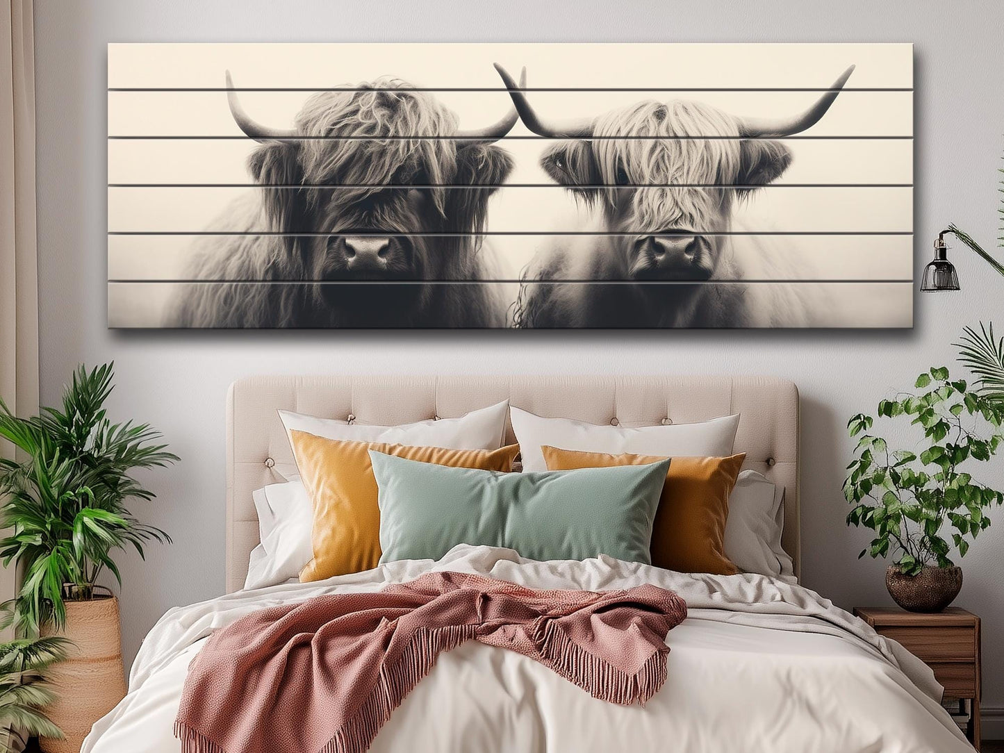 Highland Cows Wall Art – Handcrafted Wood Wall Decor | Rustic Farmhouse Print