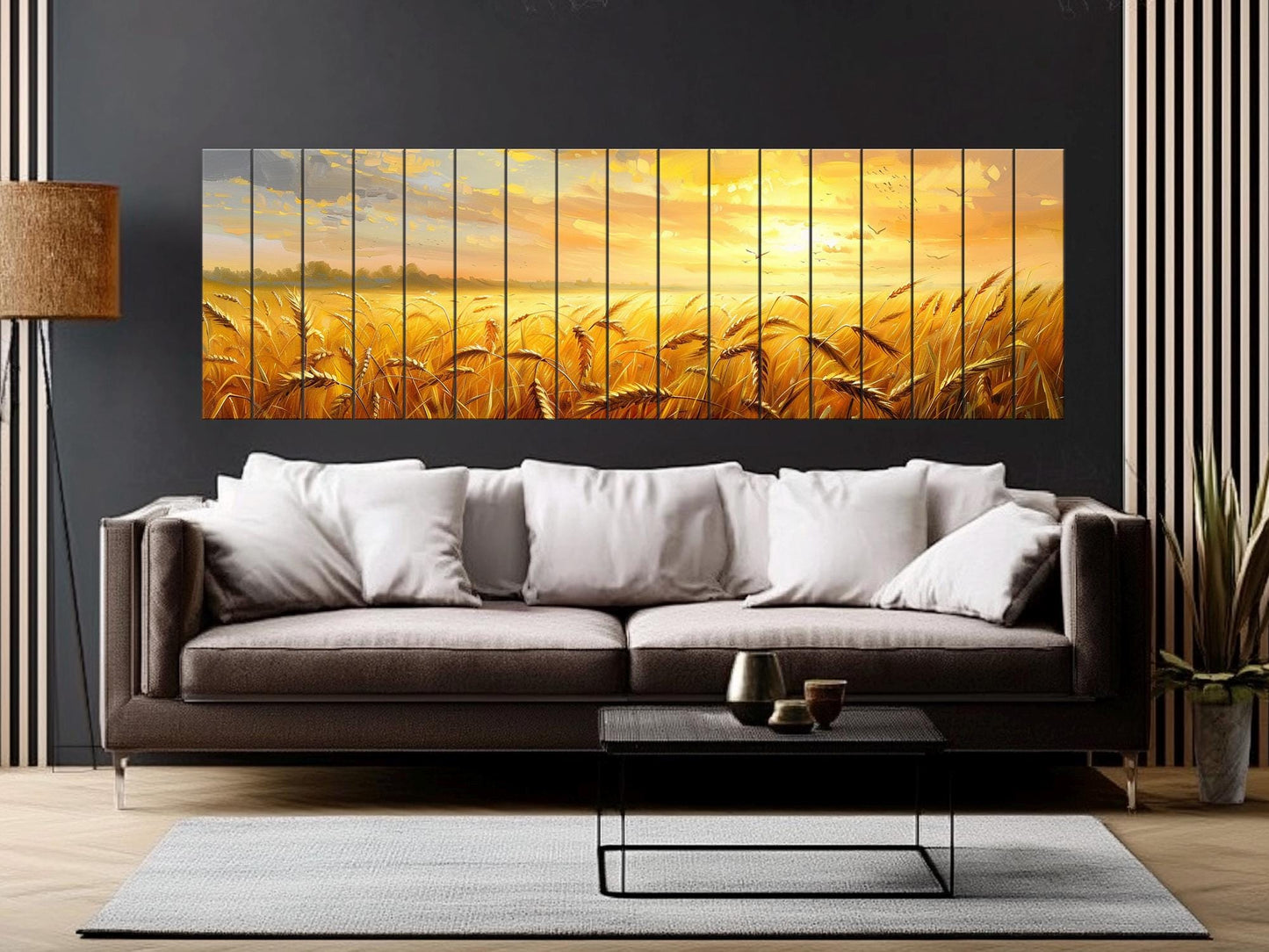 Wood Wall Art – Rustic Farmhouse Wall Art | Golden Wheat Field Print on Wood