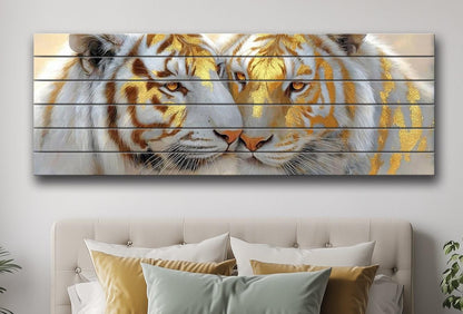 Tiger Couple Print on Wood, Majestic Wildlife Painting, Romantic Animal Wall Decor