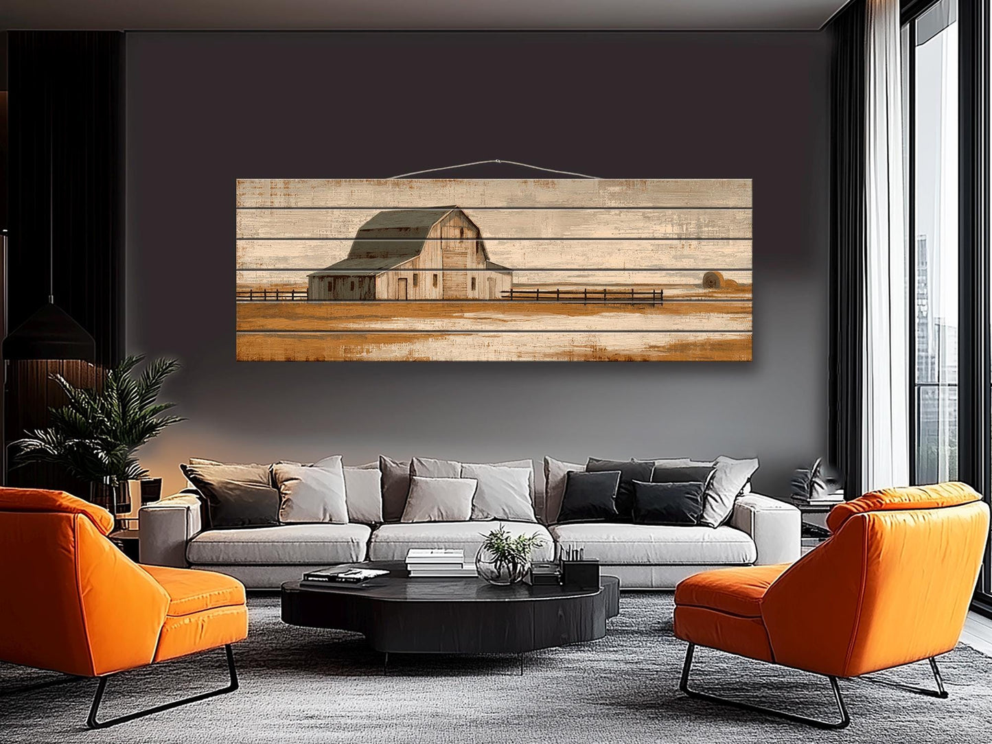 Alpine Wood Wall Art – Rustic Mountain Painting With Beige Blue Lake Decor