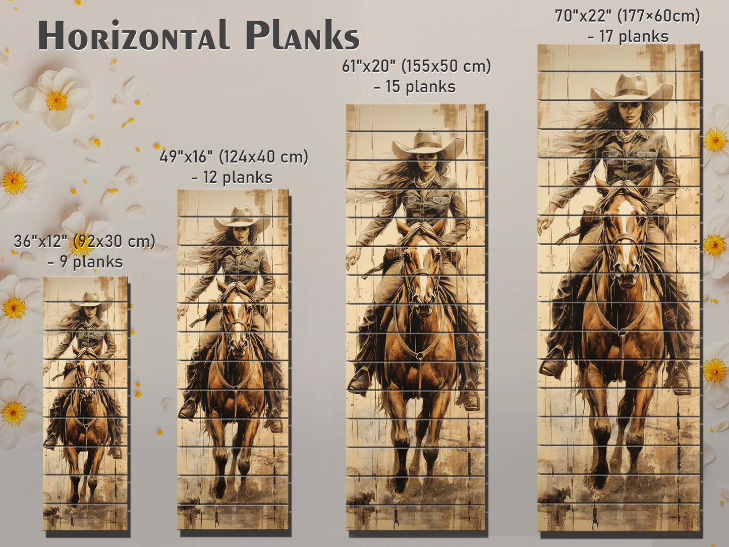 Rustic Cowgirl Art Print – Western Wall Decor | Natural Wood Wood Print Art