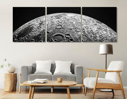 Moon Canvas Print – Large Black and White Art | Framed Floating Frame, Ready to Hang