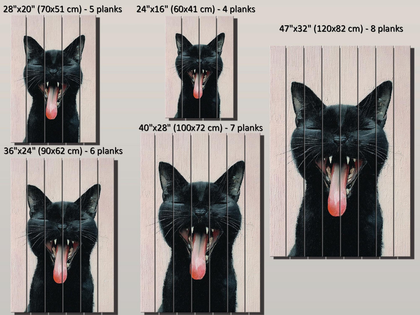 Black Cat Wall Art – Natural Wood Print | Minimalist Cat Decor, Rustic Wood Artwork