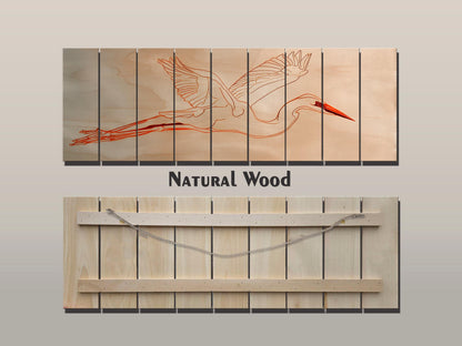 Heron Print Wood - Minimalist Bird Wall Art | Coastal Home Decor