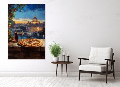 Pizza Wall Art – Scenic Italian Canvas Print | Framed Ready to Hang Decor