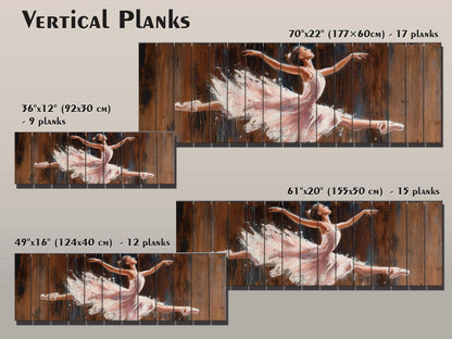 Wood Wall Art - Graceful Ballerina in Expressive Motion Print on Wood, Ballerina Painting, Ballet Wall Art, Ballet School Wall Decor