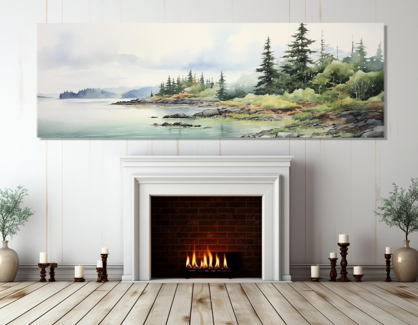 Isle Royale Canvas Print – Misty Forest Painting | Framed & Ready to Hang Wall Art