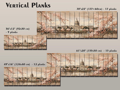 Washington DC Wood Print – Rustic Cityscape Wall Art With Capitol Cherry Blossoms