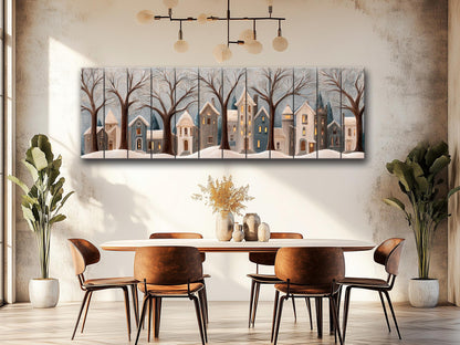 Winter Village Wood Art - Rustic Wood Decor | Seasonal Wooden Wall Art