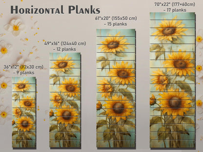 Rustic Wood Wall Art – Sunflower Wall Decor on Natural Wood Plank Art