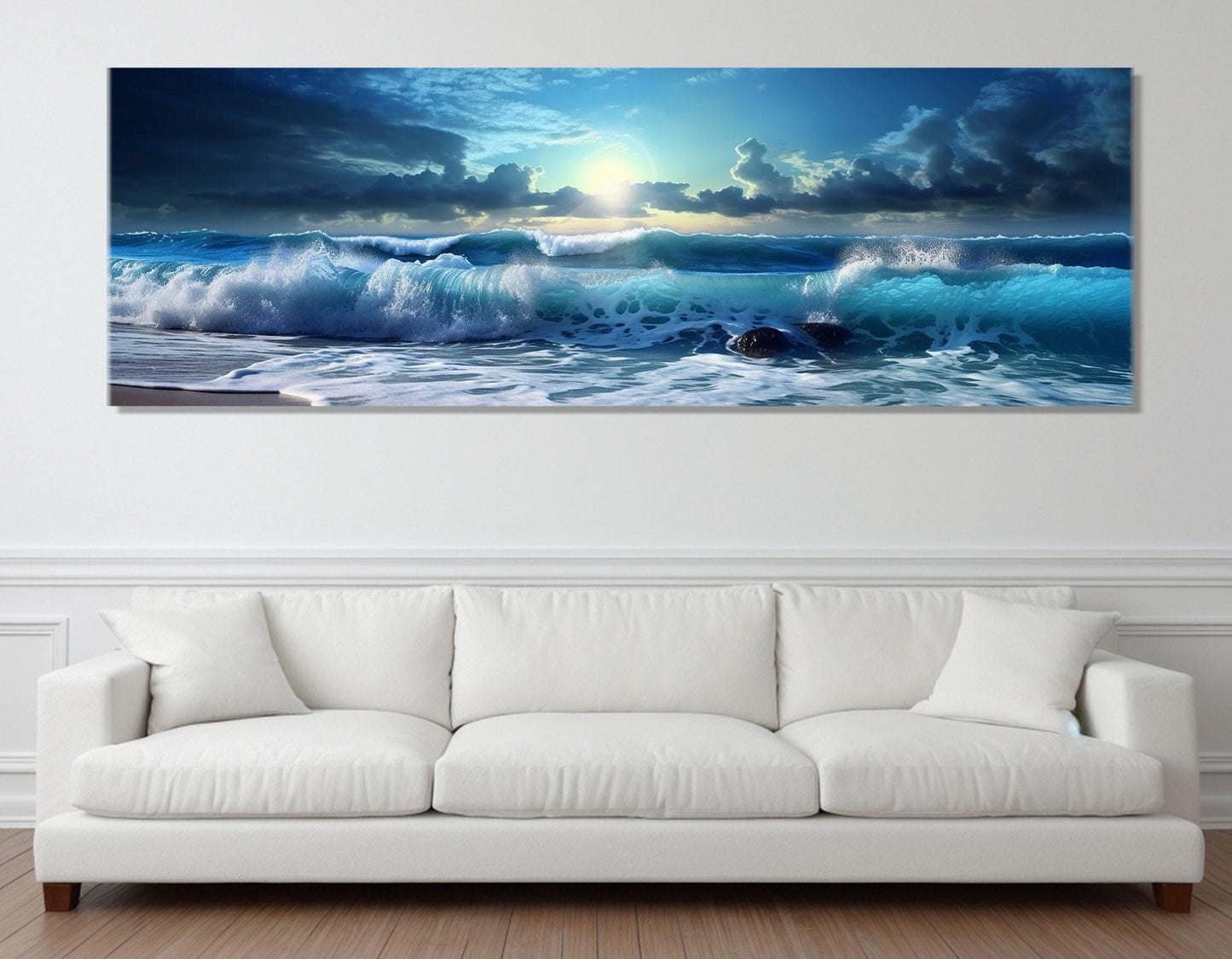 Sea Canvas Art - Large Ocean Waves Canvas Print | Panoramic Wall Art, Ready to Hang