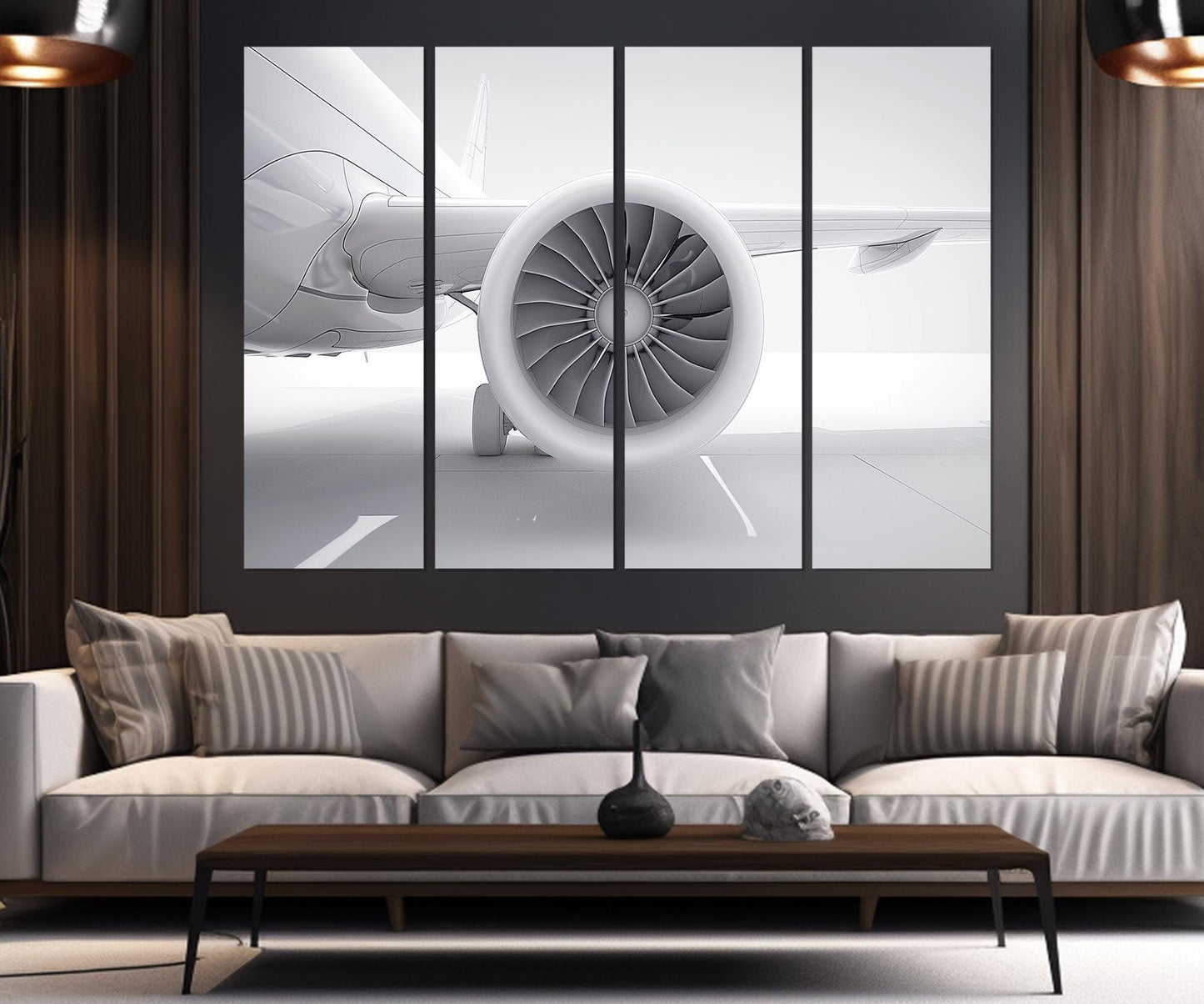 Plane Turbine Canvas Print - Minimalist Aviation Wall Art | Ready To Hang Framed Cotton Canvas