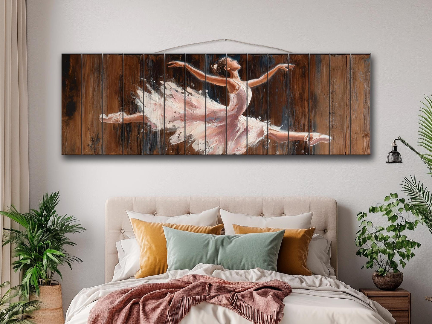 Wood Wall Art - Graceful Ballerina in Expressive Motion Print on Wood, Ballerina Painting, Ballet Wall Art, Ballet School Wall Decor