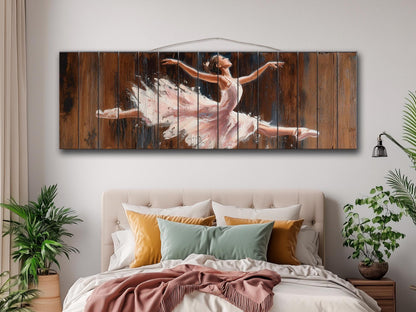 Wood Wall Art - Graceful Ballerina in Expressive Motion Print on Wood, Ballerina Painting, Ballet Wall Art, Ballet School Wall Decor