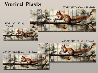 Rustic Wood Wall Art – Squirrel on Pine Branch | Natural Wood Print Decor