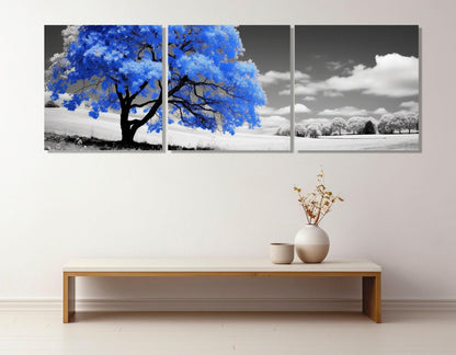 Blue Blossom Tree Canvas - Minimalist Wall Decor | Framed Canvas Print, Ready to Hang