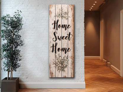 Rustic Wood Wall Art – Home Sweet Home Sign | Natural Linden Wood Plank Print