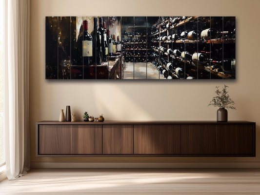 Vintage Wine Cellar Printed On Wood - Wine Shop Decor