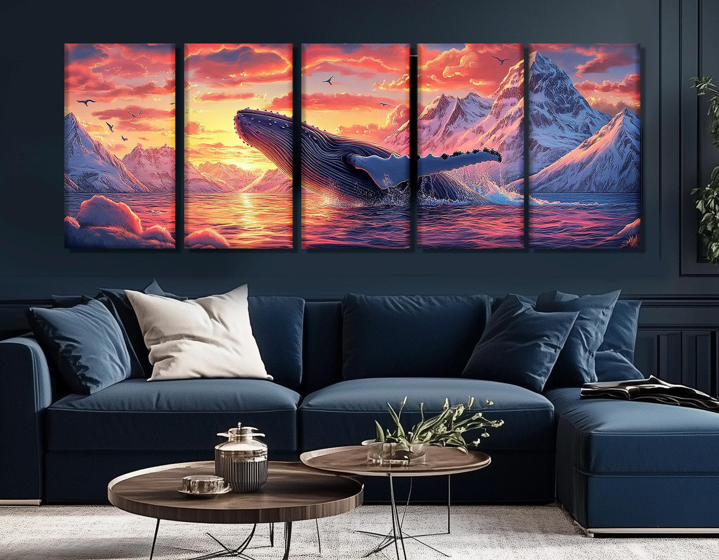 Humpback Whale Canvas | Large Abstract Whale Wall Art - Ready to Hang Print