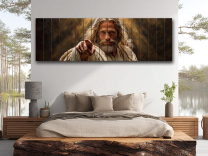 Jesus Christ Wall Art – Religious Wood Print | Golden Light Artwork on Planks