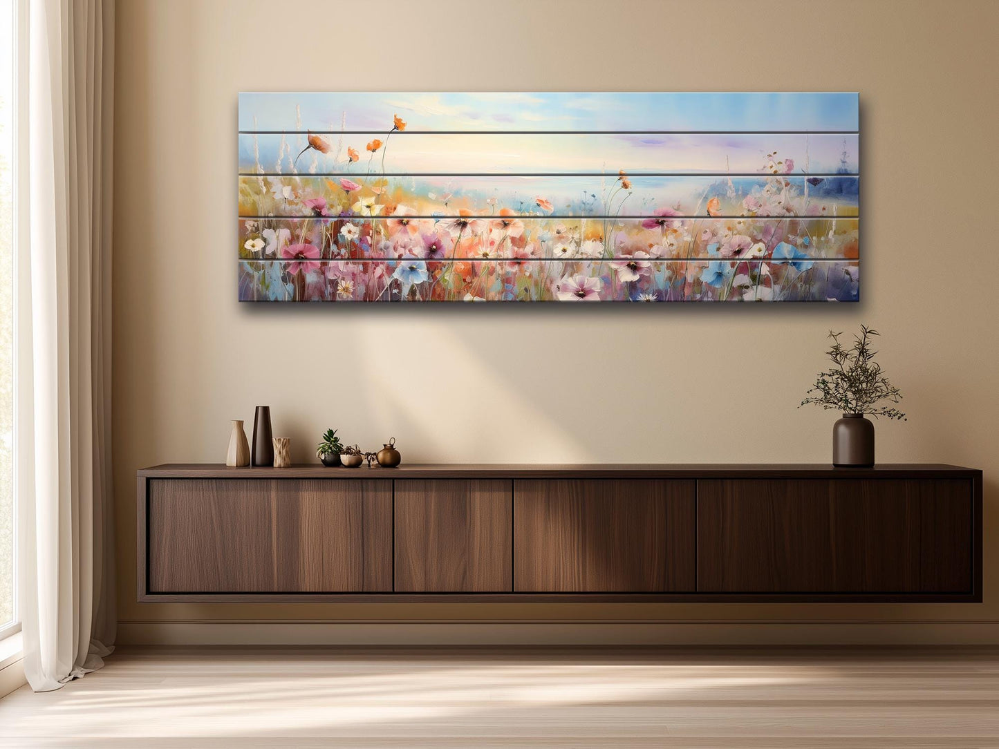 Wildflowers Wood Art – Large Floral Wood Wall Art | Rustic Farmhouse Style Decor