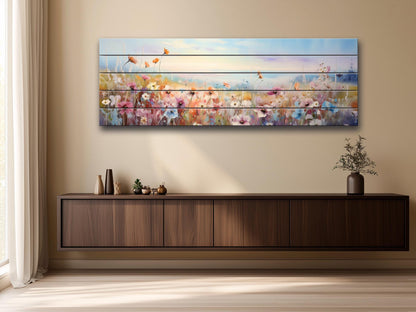 Wildflowers Wood Art – Large Floral Wood Wall Art | Rustic Farmhouse Style Decor