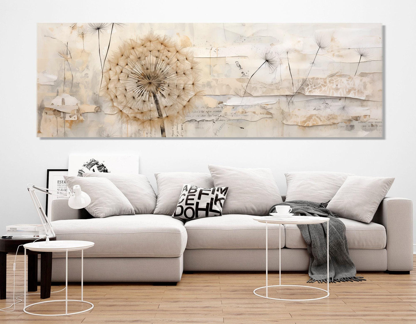 Abstract Dandelion Painting - Large Cotton Canvas Print | Floral Wall Art Ready to Hang