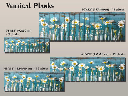 Daisies Wood Print - Rustic Floral Wall Art on Natural Wood with Unique Grain