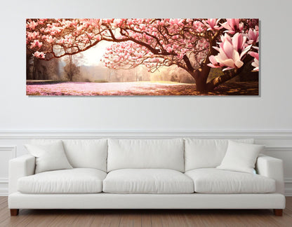 Magnolia Tree Blossom Canvas Print, Magnolia Painting, Large Floral Wall Art, Modern Bedroom Wall Decor, Framed and Ready to Hang