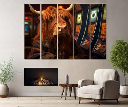 Buffalo Canvas Print – Casino Wall Art With Framed Cotton Canvas, Rustic Decor